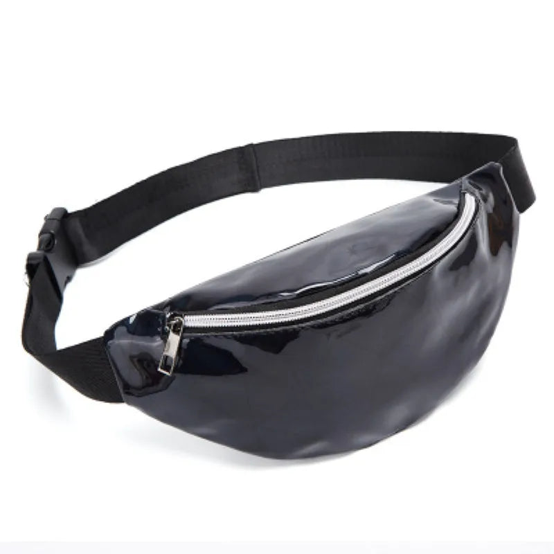 Unisex Geometric Waist Packs Laser Chest Phone Pouch Fanny Pack Female Belt Bag