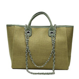 LADSOUL Women Tote Bag Canvas Handbag Chains Shoulder Bags Ladies Messenger Bag