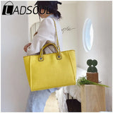 LADSOUL Women Tote Bag Canvas Handbag Chains Shoulder Bags Ladies Messenger Bag