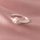 925 Sterling Silver Rabbit Opening Ring for Kids
