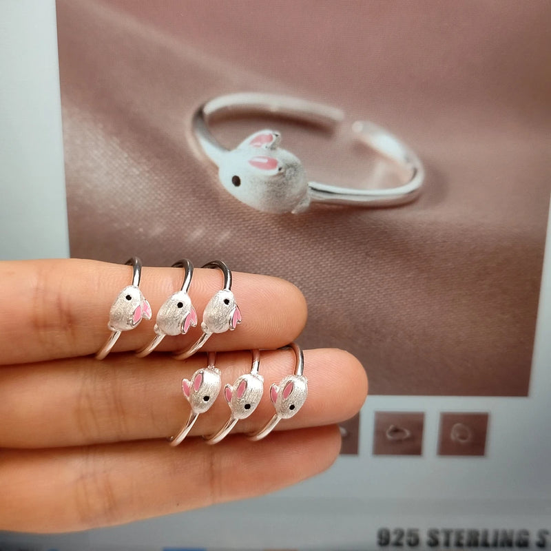 925 Sterling Silver Rabbit Opening Ring for Kids