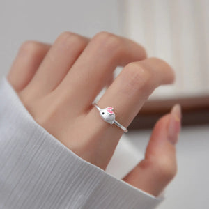 925 Sterling Silver Rabbit Opening Ring for Kids