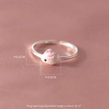925 Sterling Silver Rabbit Opening Ring for Kids
