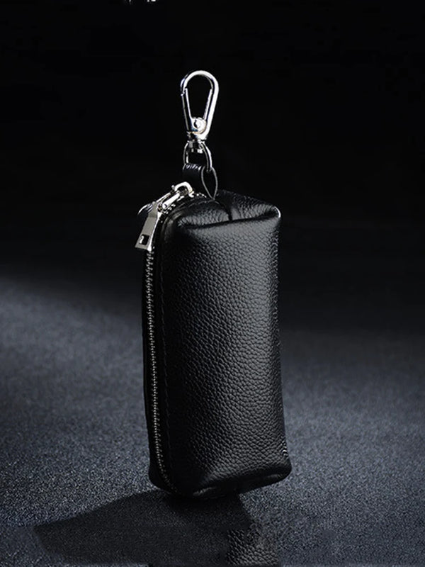 Key Cover Leather Car Keychain Housekeeper Bag Zipper Wallet Key Holder