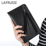 Ultra Slim Men's Clutch Bag Women's PU Leather Business Wallet