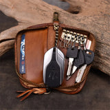 Leather Key Chain Men Women Key Case Multifunction Organizer Wallet