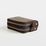 Leather Key Wallet Keychain Double Deck Key Case Men Key Holder