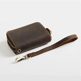 Leather Key Wallet Keychain Double Deck Key Case Men Key Holder