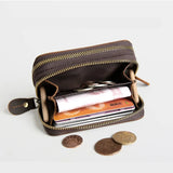 Leather Key Wallet Keychain Double Deck Key Case Men Key Holder
