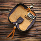 Leather Key Wallet Men Women Car Key Bag 6 Rings