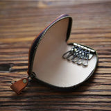 Leather Key Wallet for Men Women Car Key Organizer Zipper Key Case Bag