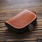 Leather Key Wallet for Men Women Car Key Organizer Zipper Key Case Bag