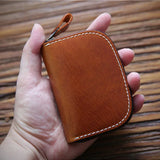 Leather Key Wallet for Men Women Car Key Organizer Zipper Key Case Bag