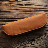 Vintage Leather Pencil Bag Big Capacity Zipper Pen Case