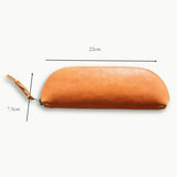 Vintage Leather Pencil Bag Big Capacity Zipper Pen Case
