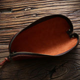 Vintage Leather Pencil Bag Big Capacity Zipper Pen Case