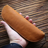 Vintage Leather Pencil Bag Big Capacity Zipper Pen Case