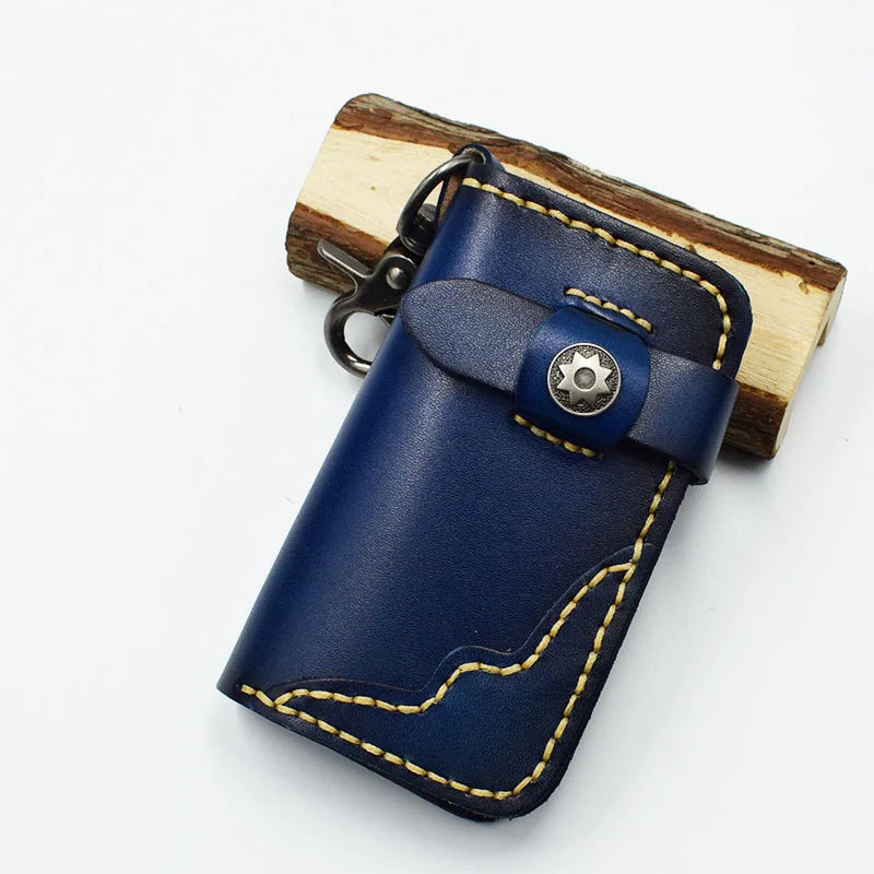 Leather Men Key Wallet Car Key Ring Case Holder Chain Key Package Bag