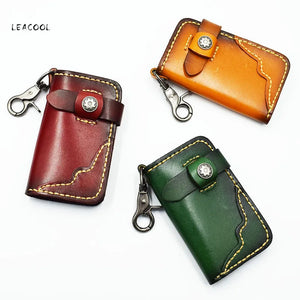 Leather Men Key Wallet Car Key Ring Case Holder Chain Key Package Bag