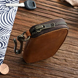 Vintage Cowhide Leather Key Wallet Male Key Holder Organizer Housekeeper Purse