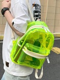 LED Lights Unisex Backpack Transparent Clear Harajuku School Bag
