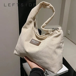 Corduroy Hobo Bag for Women Vintage Shoulder Side Bag Winter Shopper Bags