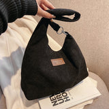 Corduroy Hobo Bag for Women Vintage Shoulder Side Bag Winter Shopper Bags