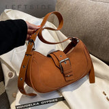 LEFTSIDE Crossbody Bags for Women Winter Small Solid Saddle Bags Handbags