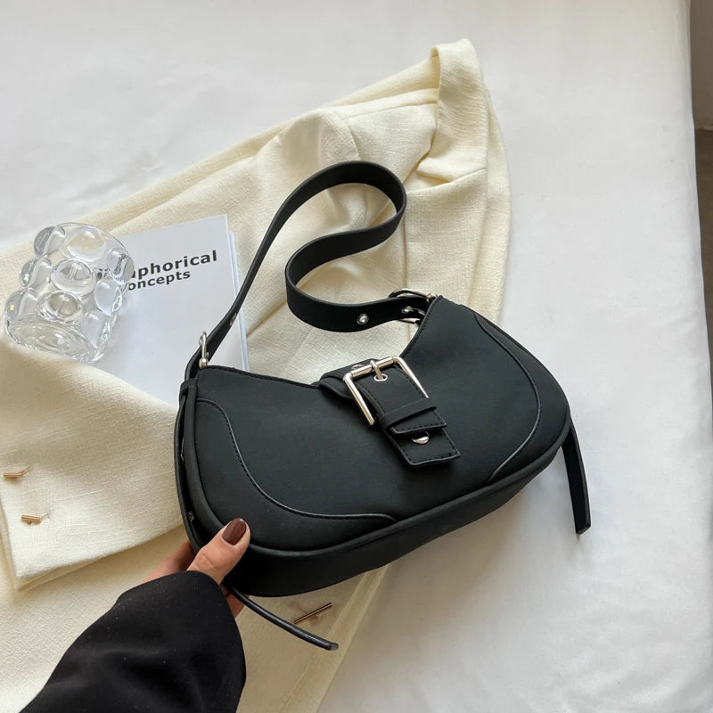 LEFTSIDE Crossbody Bags for Women Winter Small Solid Saddle Bags Handbags