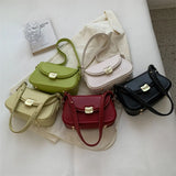 Green Shoulder Bag for Women In Solid Small PU Leather Handbags and Purse