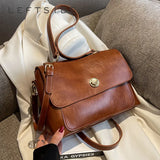 LEFTSIDE Leather Crossbody Bag for Women Winter Small Shoulder Bag