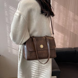 LEFTSIDE Leather Crossbody Bag for Women Winter Small Shoulder Bag