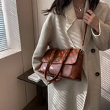 LEFTSIDE Leather Crossbody Bag for Women Winter Small Shoulder Bag