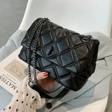 Quilted Chain Shoulder Crossbody Bag for Women Small PU Lock Bag