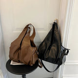 LEFTSIDE Retro Solid Hobo Bags for Women Spring Leather Shoulder Side Bag