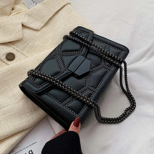 Rivet Chain Shoulder Crossbody Bag Women PU Evening Clutch Small Handbags