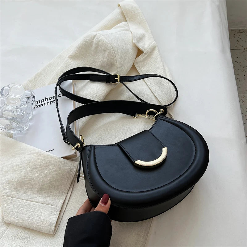 Women's Leather Saddle Shoulder Crossbody Handbag