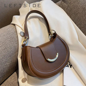 Women's Leather Saddle Shoulder Crossbody Handbag