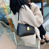 LEFTSIDE Shoulder Bags For Women Solid Lock Handbags Small Purse
