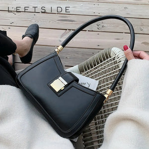 LEFTSIDE Shoulder Bags For Women Solid Lock Handbags Small Purse