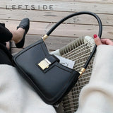 LEFTSIDE Shoulder Bags For Women Solid Lock Handbags Small Purse