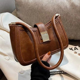 LEFTSIDE Small PU Leather Shoulder Bag for Women Zipper Clutch Brown Red