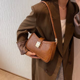 LEFTSIDE Small PU Leather Shoulder Bag for Women Zipper Clutch Brown Red