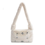 LEFTSIDE Shoulder Side Bags for Women Crossbody Bag Winter Faux Fur Purses