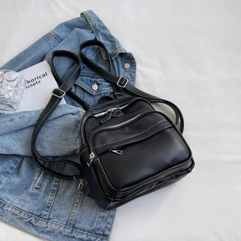 Small PU Leather Backpacks for Women Girls Back To School