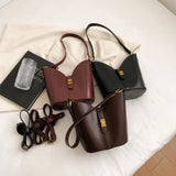 LEFTSIDE Solid Bucket Bag for Women Small PU Leather Crossbody Bags