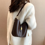 LEFTSIDE Solid Bucket Bag for Women Small PU Leather Crossbody Bags