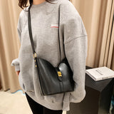 LEFTSIDE Solid Bucket Bag for Women Small PU Leather Crossbody Bags
