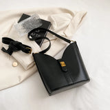 LEFTSIDE Solid Bucket Bag for Women Small PU Leather Crossbody Bags