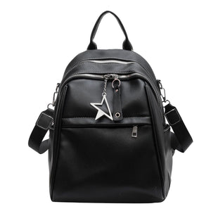 Solid PU Leather Backpacks for Women Winter Female Small Backpack